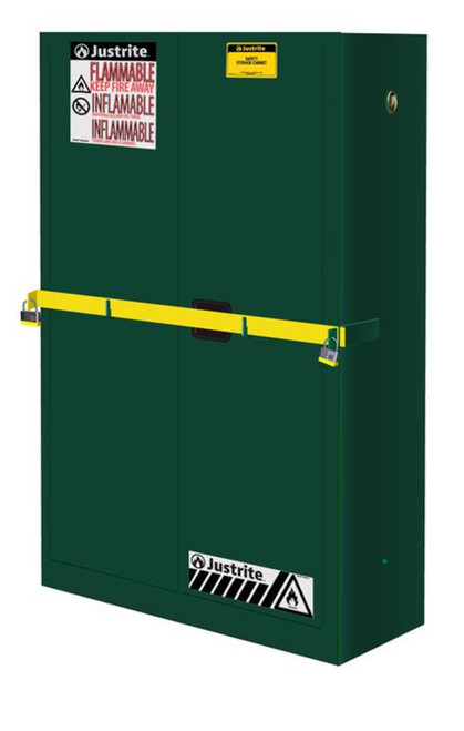 Justrite 29884P 45 gal 18 gauge Steel High Security Flammable Cabinet with Steel Bar - Each