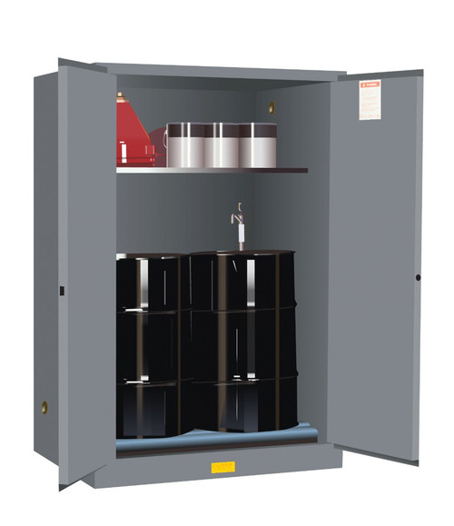 Justrite 899063 60 gal Gray Sure-Grip EX Flammable Drum Cabinet - Each