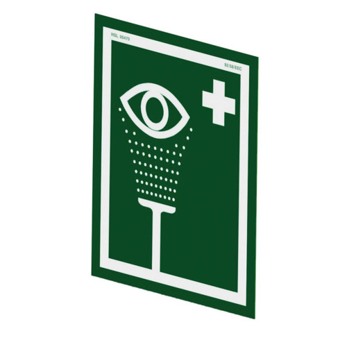 Hughes E-SIGN PVC White on Green Universal Eye/Face Wash Sign - Each