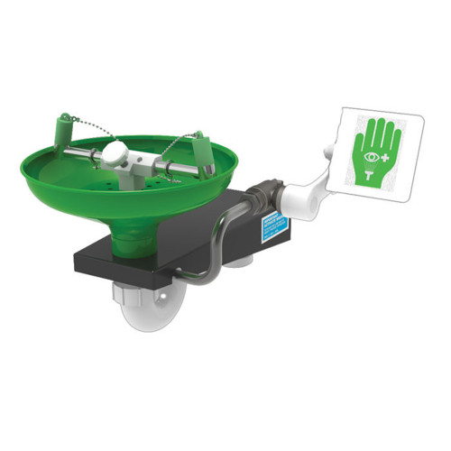 Justrite L85GS Stainless Steel Green Laboratory Open Bowl Hughes Eye/Face Wash - Each