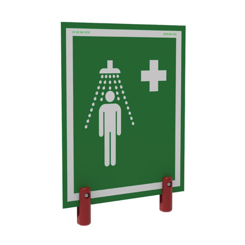 Hughes S-BRAC-SIGN-H PVC White on Green Universal Safety Shower Sign - Each