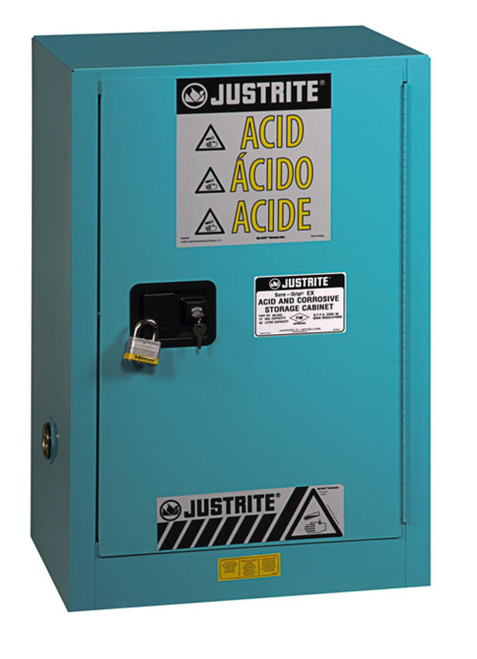 Justrite 8825022 18 gauge Steel Powder Coated ChemCor Lined Under Fume Hood Corrosives/Acids Safety Cabinet - Each