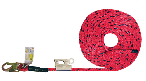 Super Anchor Safety 4035 Deluxe Poly-Olefin 340 lb 12-Strand Vertical Fall Protection Lifeline with Snap Hook - 1/Box
