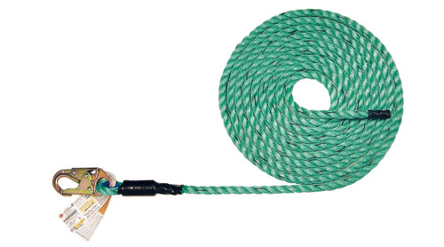 Super Anchor Safety 4083 Maxima Co-Polymer 340 lb 3-Strand Vertical Fall Protection Lifeline with Snap Hook - 1/Box