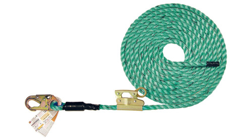 Super Anchor Safety 4087 Maxima Co-Polymer 340 lb 3-Strand Vertical Fall Protection Lifeline with Snap Hook - 1/Box