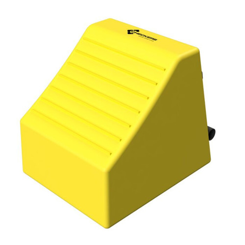 Justrite MC4011 High Density Polyethylene Yellow Heavy-Duty Ultra Class Mining Wheel Chock - Each