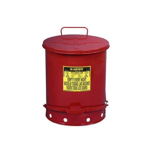 Justrite 05940 Steel Self-Closing Oily Waste Can - Each