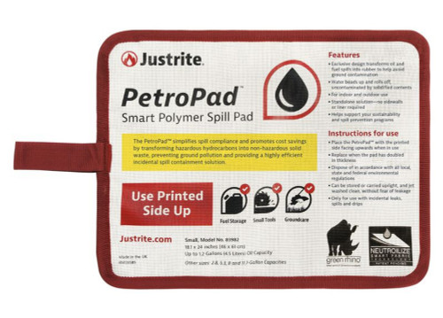 Justrite 83982 White Vinyl PetroPad Absorbent Pad with Smart Polymer Liner