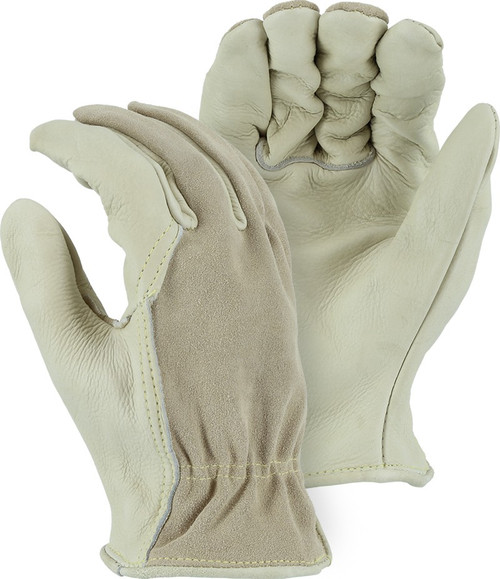 Majestic Glove 1551 Grain Leather Gunn Cut Combination Driver's Gloves, Multiple Sizes Available