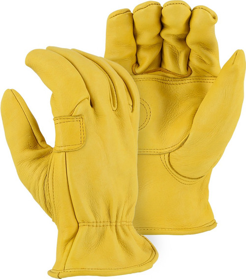 Majestic Glove 1564 Grain Elkskin Leather Gunn Cut Double Palm Driver's Gloves, Multiple Sizes Available