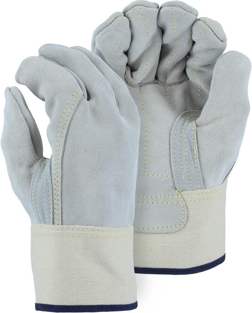 Majestic Glove 1831 Split Cowhide Leather with Canvas Cuff Heavy Duty 2 Ply Work Gloves, Multiple Sizes Available