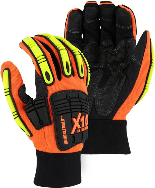 Majestic Glove Knucklehead X10 21242HO Armor Skin Synthetic Leather with PVC Patches Mechanics Gloves, Multiple Sizes Available
