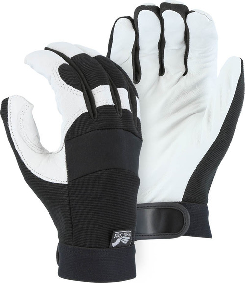 Majestic Glove Golden Eagle 2153 Grain White Goatskin Leather Super Fit Mechanics Gloves, Multiple Sizes Available