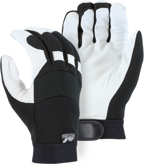 Majestic Glove White Eagle 2153T Grain White Goatskin Leather Winter Lined Mechanics Gloves, Multiple Sizes Available