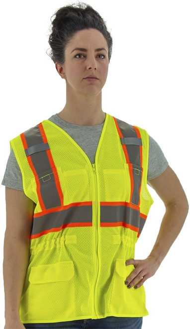 Majestic Glove 75-3209W High Visibility Women's Mesh Vest with DOT Striping, ANSI 2. Multiple Sizes Available.