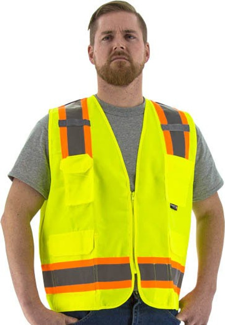 Majestic Glove 75-3221 100% Polyester Solid Back Surveyors Vest, Multiple Sizes and Colors Available