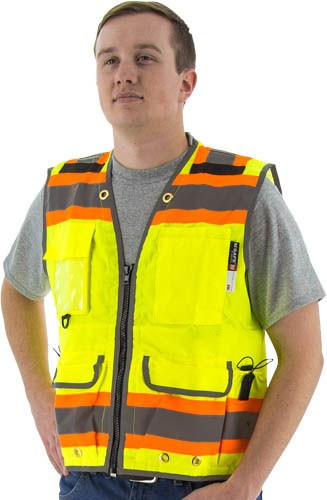 Majestic Glove 75-3235 100% Polyester Heavy Duty Safety Surveyors Vest - Each, yellow
