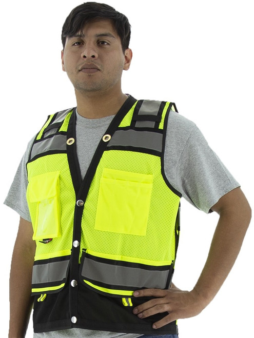 Majestic Glove 75-3237 100% Mesh Polyester Heavy Duty Surveyors Vest with Contrasting Stripes, Multiple Sizes and Colors Available