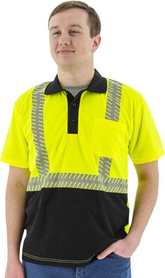 Majestic Glove 75-5213 100% Bird's Eye Mesh Polyester Reflective Chainsaw Moisture Wicking Short Sleeves Polo Shirt - front
