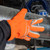 HexArmor 4075 Chrome SLT Hi-Vis White/Orange Goatskin Leather A6 Cut Level Safety Gloves - 12 Pair