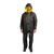 Louisiana Professional Wear 910SHJ Fluorescent Yellow with Silver Reflective Tape/Black Polyurethane/Nylon Waterproof Reversible Protective Rain Jacket with Detachable Hood - Each