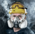Qualitative fit test, worker with mask and irritant smoke around them