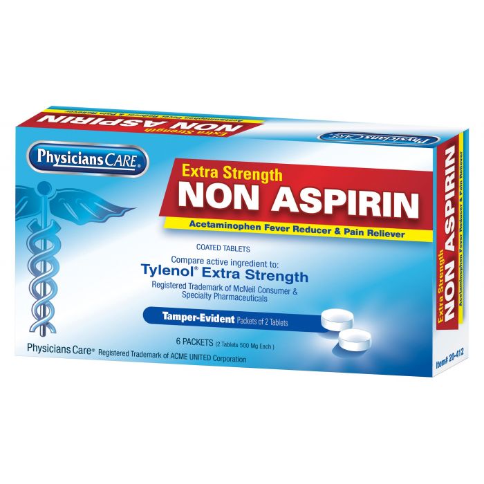 First Aid Only 20412 PhysiciansCare ExtraStrength NonAspirin tablet 6x2/Box Western Safety