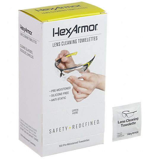 HexArmor 1410008 77/8 in Width x 47/8 in Length Lens Cleaning Wipes