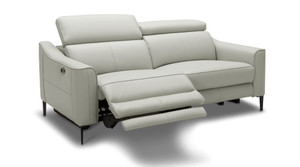 60" Gray And Black Top Grain Leather Power Reclining Loveseat N270-489286