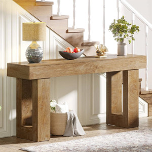 Modern Farmhouse 63-inch Long Narrow Console Sofa Table in Natural Wood Finish Q280-NATSFHW15958173