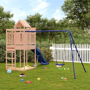 Outdoor Playset Natural wood, blue Solid douglas wood, Polypropylene A949-3156887