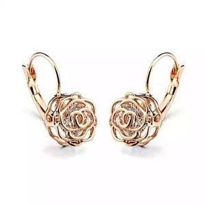 ROSE IS A ROSE 18kt Rose Crystal Earrings In White Yellow And Rose Gold Plating F369-3150327813