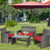 4 Pieces Patio Rattan Furniture Set with Cushions-Red - Color: Red D681-HW63238RE