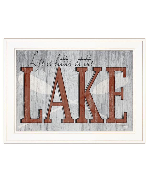 Life is Better at the Lake 1 White Framed Print Wall Art N270-407729