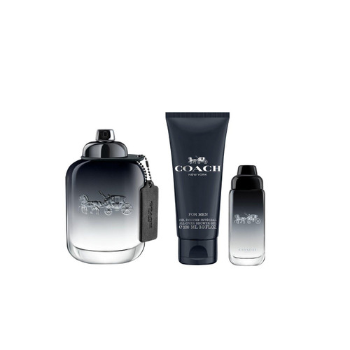 COACH NEW YORK 3 PCS SET FOR MEN: 3.3 EAU DE TOILETTE SPRAY + 0.5 EAU DE TOILETTE SPRAY + 3.3 SHOWER GEL