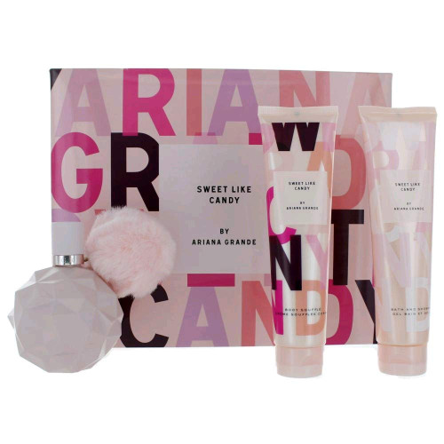 ARI SWEET LIKE CANDY BY ARIANA GRANDE 3 PCS SET: 3.4 EAU DE PARFUM SPRAY + 3.4 BODY LOTION + 3.4 SHOWER GEL (WINDOW BOX)