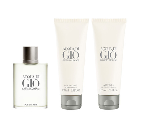 ACQUA DI GIO 3 PCS SET FOR MEN: 3.4 EDT SP + 2.5 AFTER SHAVE BALM + 2.5 SHOWER GEL