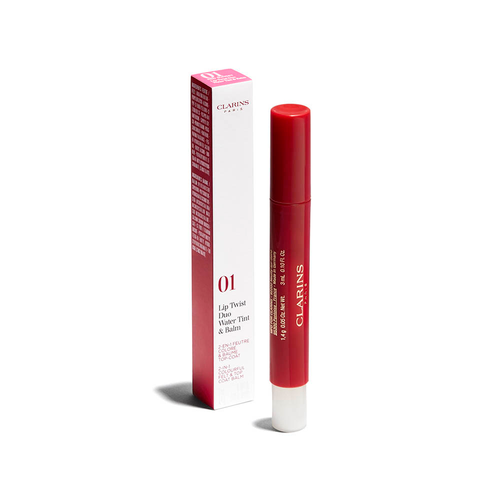 CLARINS 0.1 + 0.04 LIP TWIST DUO WATER TINT & BALM #01 RED SUNSET CLARINS 0.1 + 0.04 LIP TWIST DUO WATER TINT & BALM #01 RED SUNSET