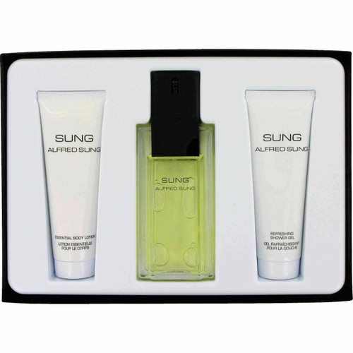 ALFRED SUNG 3 PCS SET FOR WOMEN: 3.4 EAU DE TOILETTE SPRAY + 2.5 BODY LOTION + 2.5 SHOWER GEL