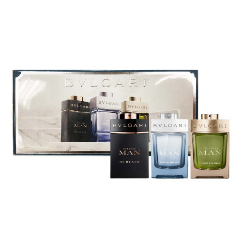 BVLGARI MAN 3 PCS * 15 ML SET FOR MEN: MAN IN BLACK 15 ML EAU DE PARFUM + MAN IN WOOD 15 ML EAU DE PARFUM + MAN IN GLACIAL ESSENCE 15 ML EAU DE PARFUM