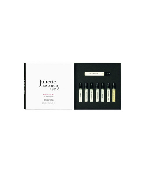 JULIETTE HAS A GUN 8 PCS DISCOVERY SET: 7 X 0.06 OZ + 1 X 0.135 OZ EAU DE PARFUM SPRAY JULIETTE HAS A GUN 8 PCS DISCOVERY SET: 7 X 0.06 OZ + 1 X 0.135 OZ EAU DE PARFUM SPRAY