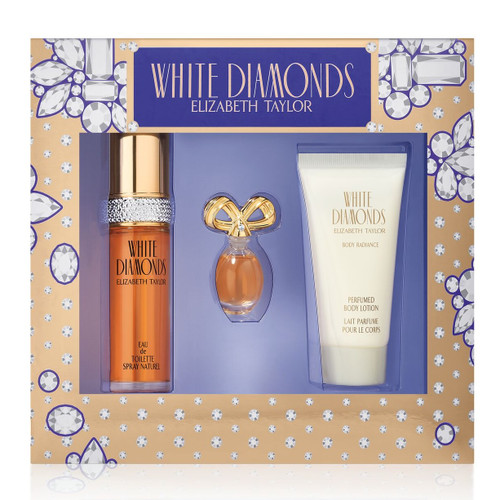 WHITE DIAMONDS 3 PCS SET: 1 OZ EAU DE TOILETTE SPRAY + 3.7 ML PARFUM + 1.7 BODY LOTION