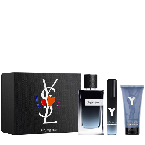 Y BY YSL 3 PCS SET: 3.3 EAU DE PARFUM SPRAY + 0.33 EAU DE PARFUM SPRAY + 1.6 AFTER SHAVE BALM (HARD)