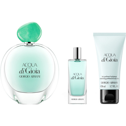 ACQUA DI GIOIA 3 PCS SET FOR WOMEN: 3.4 EAU DE PARFUM SPRAY + 0.5 EAU DE PARFUM SPRAY + 1.7 BODY LOTON