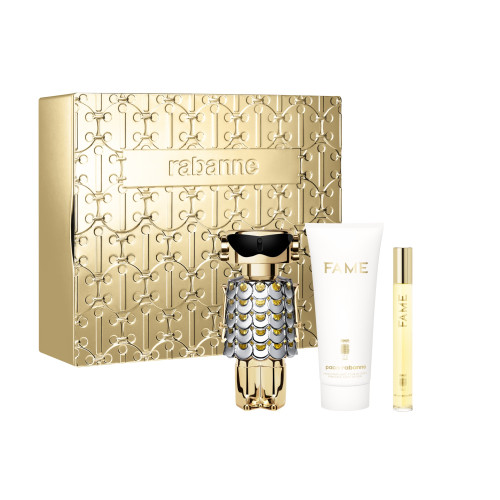 PACO RABANNE FAME 3 PCS SET FOR WOMEN: 2.7 EAU DE PARFUM + 3.4 BODY LOTION + 0.34 EAU DE PARFUM SPRAY PACO RABANNE FAME 3 PCS SET FOR WOMEN: 2.7 EAU DE PARFUM + 3.4 BODY LOTION + 0.34 EAU DE PARFUM SPRAY