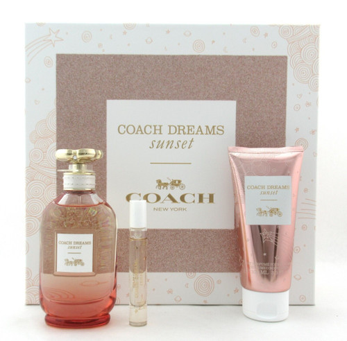 COACH DREAMS SUNSET 3 PCS SET: 3 OZ  EAU DE PARFUM SPRAY + 0.25 EAU DE PARFUM SPRAY + 3.3 BODY LOTION (HARD)