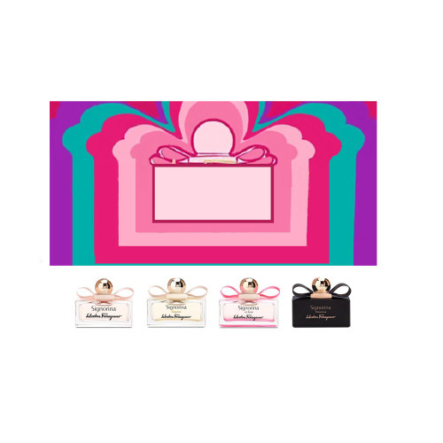 SALVATORE FERRAGAMO SIGNORINA 4 PCS MINI SET: SIGNORINA 5 ML EDP + ELEGANZA 5 ML EDP + MISTERIOSA 5 ML EDP + IN FIORE 5 ML EDT