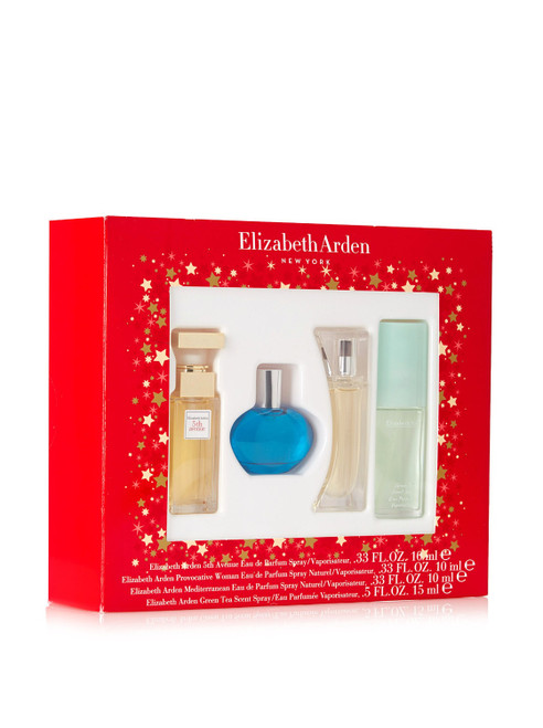 ELIZABETH ARDEN 4 PCS MINI SET: GREEN TEA 15 ML EDT SP + 5TH AVENUE 10 ML EDP SP + MEDITERRANEAN 10 ML EDP SP + PROVOCATIVE 10 ML EDP SP