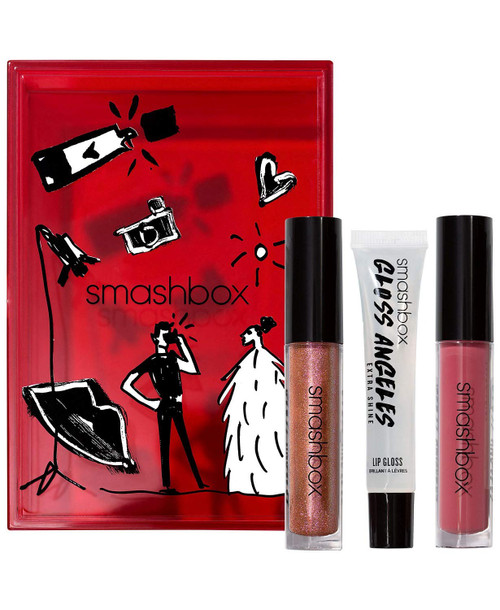 SMASHBOX GLOSS ANGELES TRIO SET: 0.13 LIP GLOSS HUSTLE & GLOW + 0.34 EXTRA SHINE LIP GLOSS + 0.13 LIP GLOSS CELEB SIGHTING