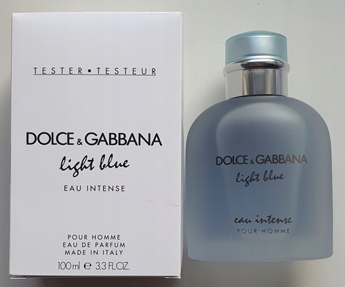 DOLCE & GABBANA LIGHT BLUE EAU INTENSE TESTER 3.3 EAU DE PARFUM SPRAY FOR MEN.